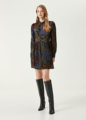 Beymen Club Haki Desenli Pileli Mini Boy Elbise - 4