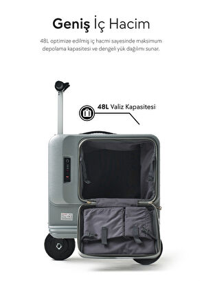 SE3T Gri Kayıtlı Bagaj Elektrikli Binilebilir Scooter Valiz - Görsel 6