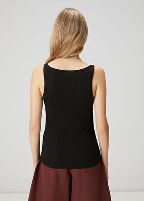 Beymen Club Black Thin Ribbed Tank Top - 5