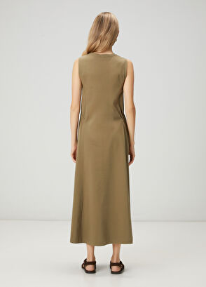 Beymen Club Haki Büzgü Detaylı Uzun Elbise - 6