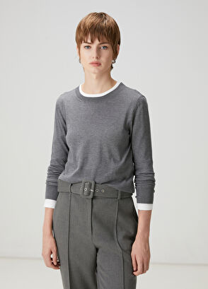 Beymen Club Gri Melanj Yün İnce Basic Kazak - 4