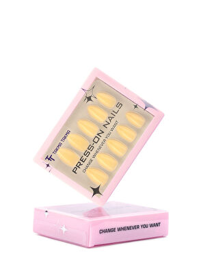 Takma Takma Sarı Kısa Badem 30'lu Protez Takma Tırnak MKBD1738 - 6