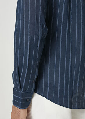 Beymen Club Comfort Fit Navy Blue Linen Shirt - 9