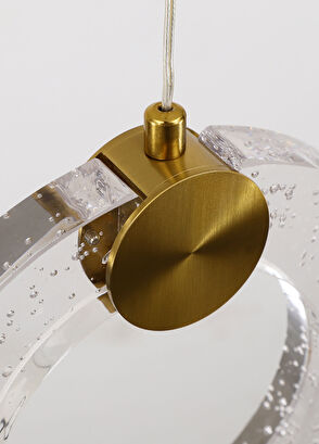 Heka Togo Simit Eskitme Şeffaf Cam Led Sarkıt Avize - 5