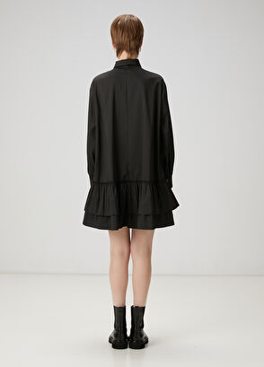 Beymen Club Siyah Fırfır Detaylı Mini Elbise - 5