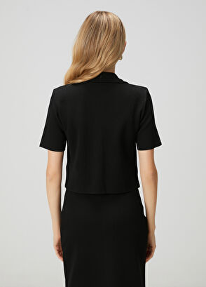 Beymen Club Siyah Crop Triko Ceket - 5