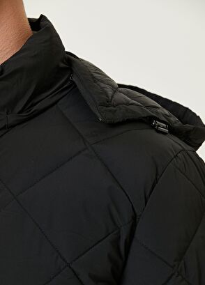 Beymen Club Siyah Kapüşonlu Kapitone Dikişli Mont - 7