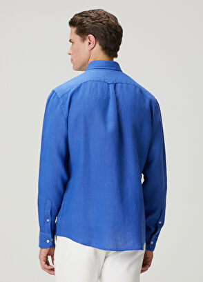 Beymen Club Comfort Fit Cobalt Linen Shirt - 6