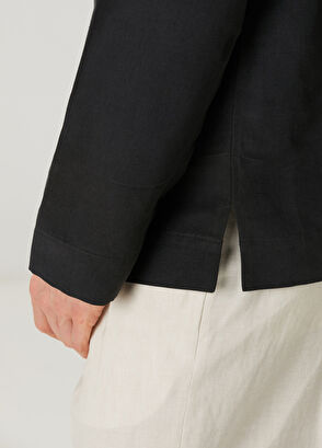 Umit Benan Black Linen Outer Shirt - 6