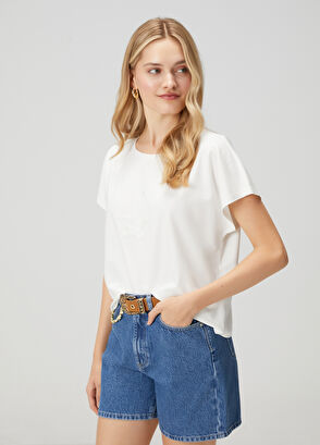 Beymen Club Seamless Off-White Embellished T-Shirt - 4