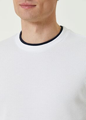 Beymen Club Beyaz Çift Yaka Waffle Dokulu T-shirt - 5