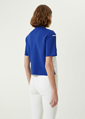 Beymen Club Mavi Bisiklet Yaka Palmiye Jakarlı Kazak - 5