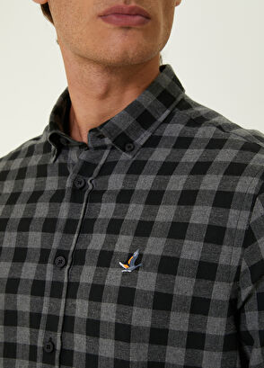 Beymen Club Comfort Fit Antrasit Ekoseli Flanel Gömlek - 5