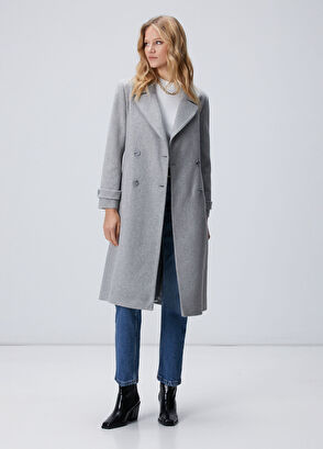 Gri Kuşaklı Uzun Manto - Görsel 4