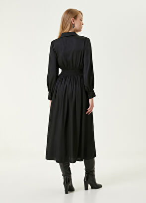 Beymen Club Black V-Neck Midi Shirt Dress - 5