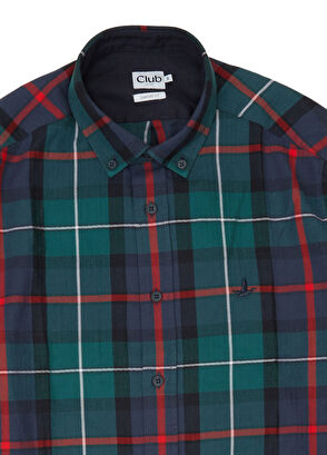 Beymen Club Comfort Fit Navy Blue Green Plaid Print Shirt - 8