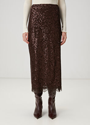 Beymen Club Kahverengi Pullu Midi Abiye Etek - 3