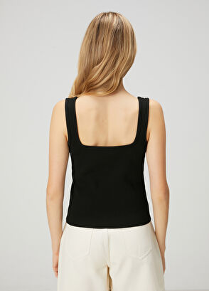Beymen Club Black Square Neck Basic Tank Top - 5