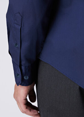Beymen Club Comfort Fit Navy Blue Poplin Shirt - 7