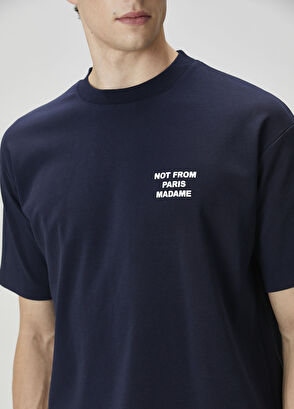 Drôle De Monsieur Lacivert Logo Baskılı T-shirt - 5