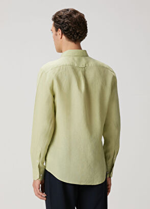 Beymen Club Green Comfort Fit Linen Shirt - 5