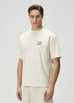 Drôle De Monsieur Bej Logo Baskılı T-shirt - 3