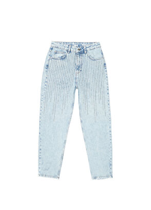 Beymen Club Mom Fit Mavi Hotfix Jean Pantolon - 6