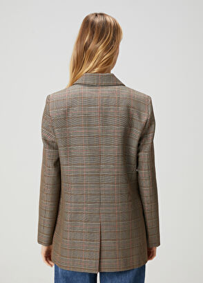 Beymen Club Kamel Ekose Desenli Yün Kruvaze Blazer - 6