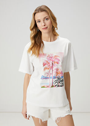Beymen Club White Hotfix Printed T-Shirt - 4