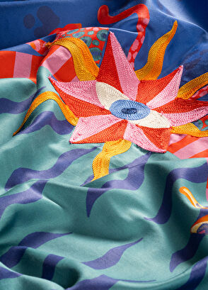 Zsa Zsa Zsu Lahor Mavi Pamuk Saten Nevresim Seti - 6