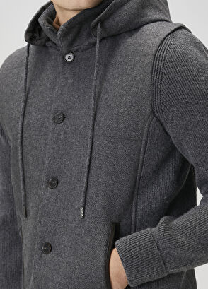 Beymen Club Anthracite Hooded Wool Knit Coat - 6