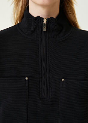 Beymen Club Siyah Yarım Fermuarlı Ottoman Sweatshirt - 5