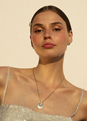 Reis Kuyumculuk Slope Büyük Boy Prılanta Taşlı 14 Ayar Pembe Altın Kadın Kolye - 6