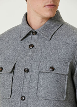 Pal Zileri Gri Yün Dış Gömlek - 5