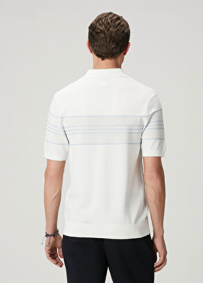 Beymen Club Off-White Blue Line Detail Polo Sweater - 5