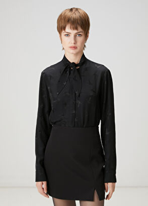 Beymen Club Black Logo Jacquard Silk Shirt - 3