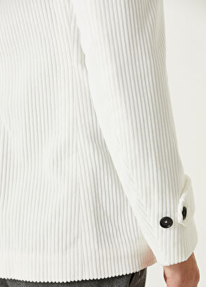 Isaia Beyaz Kruvaze Kadife Kaban - 6