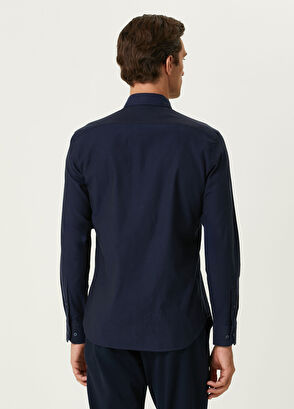 Beymen Club Slim Fit Navy Blue Oxford Shirt - 5
