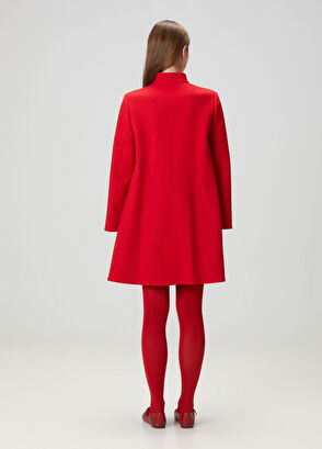 VGold Kırmızı Yün Kaban - Görsel 6