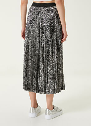 Beymen Club Silver İşlemeli Pileli Midi Etek - 5