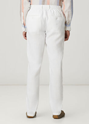 Beymen Club Beyaz Beli Kordonlu Keten Pantolon - 4