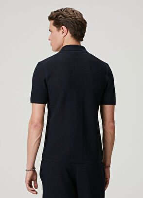 Beymen Club Lacivert Waffle Dokulu Kısa Kollu Triko - 5