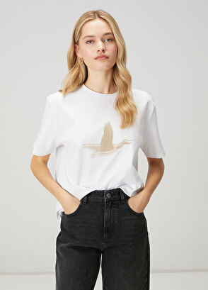 Beymen Club Beyaz Çizgili Logolu T-shirt - 4