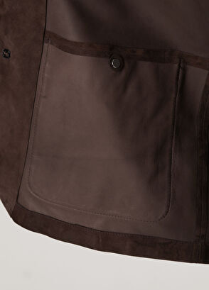 Beymen Club Brown Mandarin Collar Suede Leather Jacket - 9