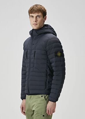Stone Island Lacivert Kapüşonlu Puff Mont - 3