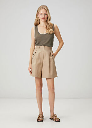 Beymen Club Haki Biyeli Keten Karışımlı Atlet - 3