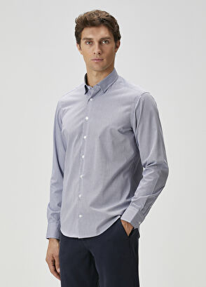 Beymen Club Comfort Fit Lacivert Beyaz Non-iron Gömlek - 3