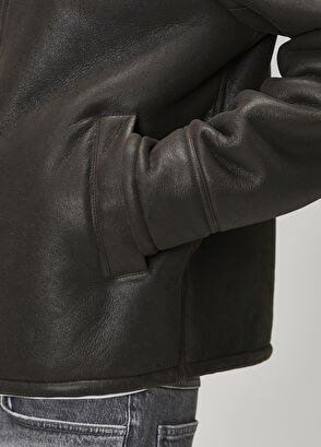 Beymen Club Kahverengi Yakası Shearling Detaylı Deri Mont - 8