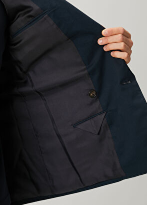 Umit Benan Navy Blue Double-Breasted Jacket - 8