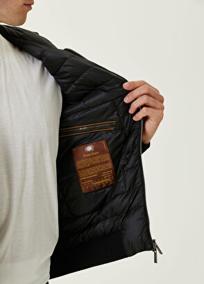 Moorer Siyah Kapüşonlu Yün Mont - 7